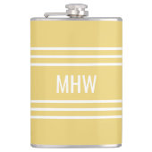 Yellow Stripes custom monogram flask Flachmann (Vorderseite)