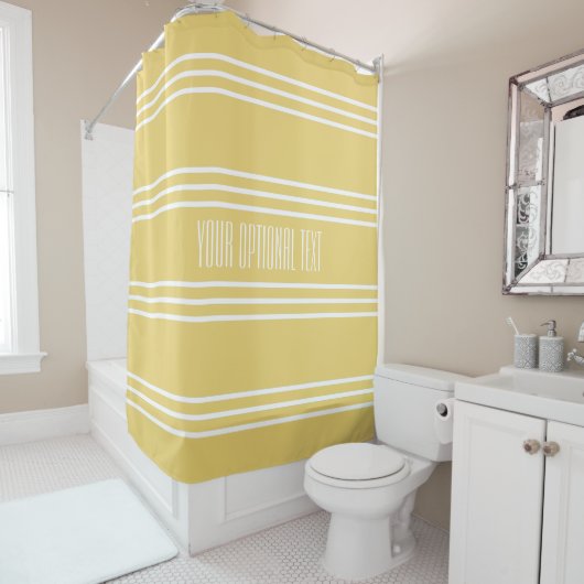 Yellow Stripes Custom Text Duschvorhang (Beispiel)