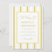 Yellow Stripes Elegant QR Code RSVP Summer Wedding Einladung (Vorderseite)