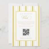 Yellow Stripes Elegant QR Code RSVP Summer Wedding Einladung (Rückseite)