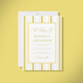 Yellow Stripes Elegant QR Code RSVP Summer Wedding Einladung
