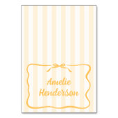 Yellow Stripes Escort Name Cards Tischnummer (Vorderseite)