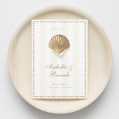 Yellow Stripes Gold Seashell Coastal Wedding Save The Date