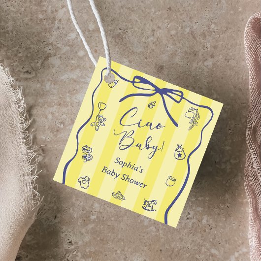 Yellow Stripes Italian Themed Ciao Baby Geschenkanhänger