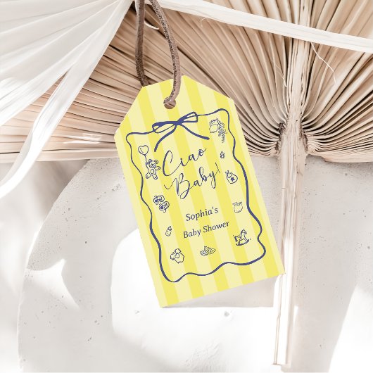 Yellow Stripes Italian Themed Ciao Baby Geschenkanhänger