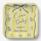 Yellow Stripes Italian Themed Ciao Baby Pappteller (Vorderseite)