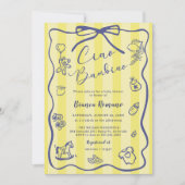 Yellow Stripes Italian Themed Ciao Bambino Photo Einladung (Vorderseite)