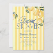 Yellow Stripes Lemon Bridal Shower Invitation Einladung (Vorderseite)