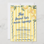 Yellow Stripes Lemon Bridal Shower Invitation Einladung (Vorderseite)