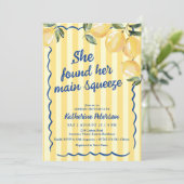 Yellow Stripes Lemon Bridal Shower Invitation Einladung (Stehend Vorderseite)