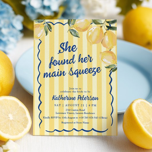 Yellow Stripes Lemon Bridal Shower Invitation Einladung