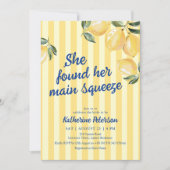 Yellow Stripes Lemon Bridal Shower Invitation Einladung (Vorderseite)