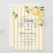 Yellow Stripes Lemon Bridal Shower Invitation Einladung (Vorderseite)