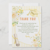 Yellow Stripes Lemons and Flowers Graduation Dankeskarte (Vorderseite)