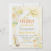 Yellow Stripes Lemons and Flowers Graduation Einladung (Vorderseite)