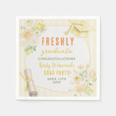 Yellow Stripes Lemons and Flowers Graduation Serviette (Vorderseite)