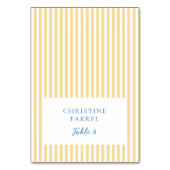 Yellow Stripes Place Cards Tischnummer (Vorderseite)