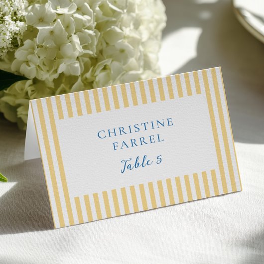 Yellow Stripes Place Cards Tischnummer