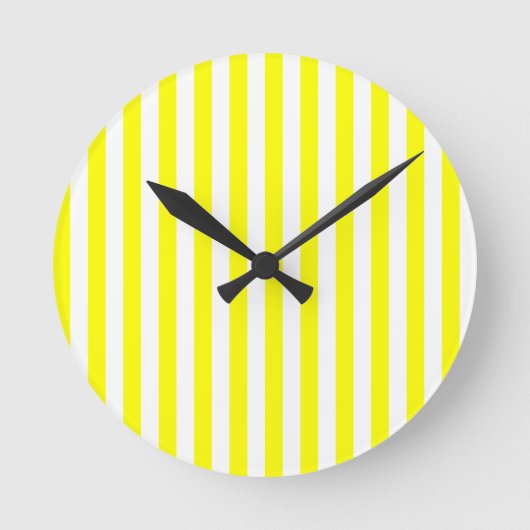 Yellow Stripes Runde Wanduhr (Vorderseite)
