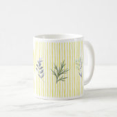 Yellow Stripes with Watercolor Wildflowers Kaffeetasse (VorderseiteRechts)