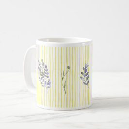 Yellow Stripes with Watercolor Wildflowers Kaffeetasse