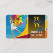 Yellow Stylish Geometric Lines Mod Foto Graduate Telefonnummerkarte (Vorderseite)