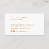 Yellow Stylish Modern Minimal Business Cards Visitenkarte (Rückseite)