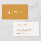 Yellow Stylish Modern Minimal Business Cards Visitenkarte (Vorne/Hinten)