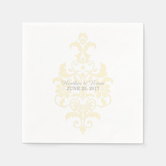 Yellow Subask Damask Paper Napkins Serviette (Vorderseite)