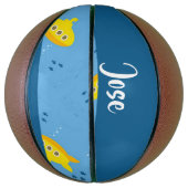 Yellow submarine and fish on blue basketball (Vertikal)