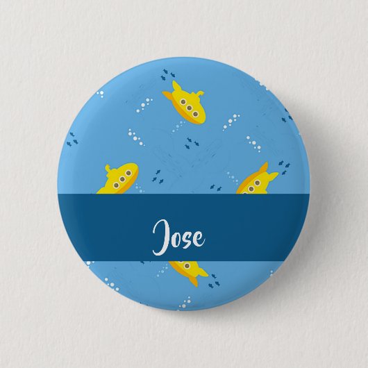 Yellow submarine and fish on blue button (Vorderseite)