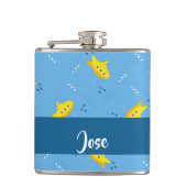 Yellow submarine and fish on blue flachmann (Vorderseite)