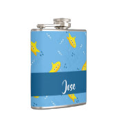 Yellow submarine and fish on blue flachmann (Rechts)