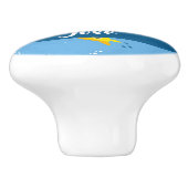 Yellow submarine and fish on blue keramikknauf (Seitenansicht)