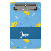 Yellow submarine and fish on blue mini klemmbrett (Vorderseite)