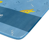 Yellow submarine and fish on blue schneidebrett (Ecke)