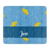 Yellow submarine and fish on blue schneidebrett (Vorderseite)