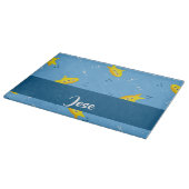 Yellow submarine and fish on blue schneidebrett (Ecke)