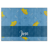 Yellow submarine and fish on blue schneidebrett (Vorderseite)