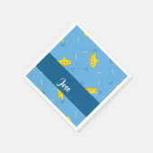 Yellow submarine and fish on blue serviette (Ecke)