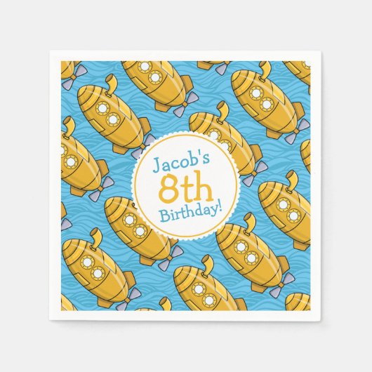 Yellow Submarine Boys Geburtstag Serviette (Vorderseite)