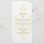 Yellow Subtle Damask Wedding Menu Menükarte (Vorne/Hinten)