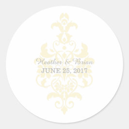Yellow Subtle Damask Wedger Stickers