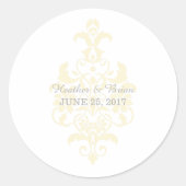 Yellow Subtle Damask Wedger Stickers (Vorderseite)