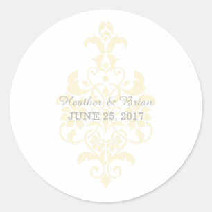 Yellow Subtle Damask Wedger Stickers