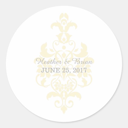 Yellow Subtle Damask Wedger Stickers (Vorderseite)