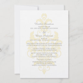 Yellow Subtle Damask Wedite Invite Einladung