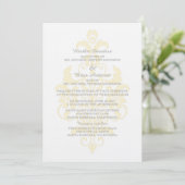 Yellow Subtle Damask Wedite Invite Einladung (Stehend Vorderseite)