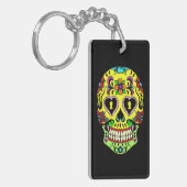 Yellow Sugar Skull Day of the Dead Key Chain Schlüsselanhänger (Vorderseite links)