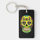 Yellow Sugar Skull Day of the Dead Key Chain Schlüsselanhänger (Vorderseite)